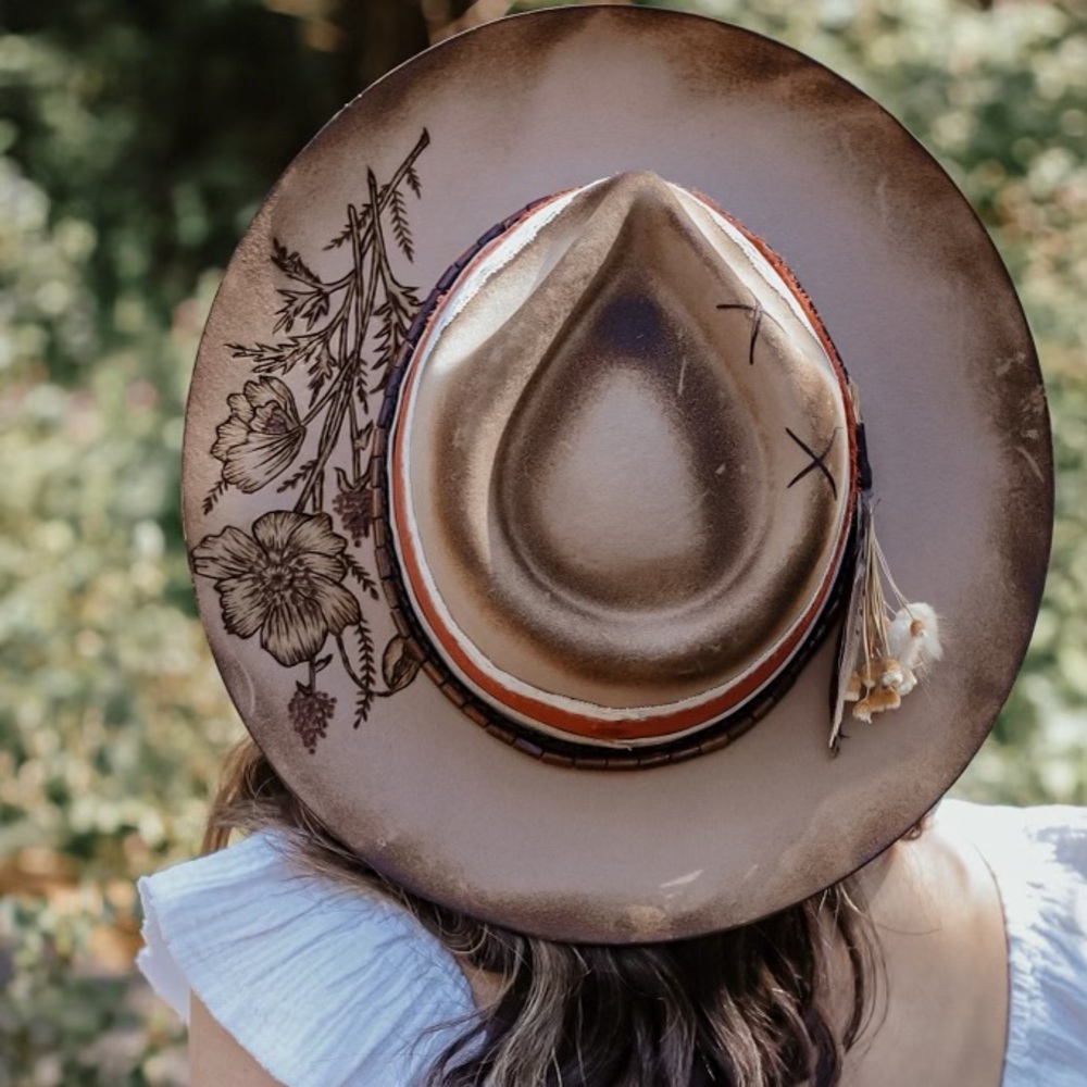 Rustic Revival Custom Brown Floral Western Hat - Picture 6 of 7
